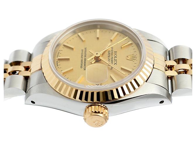 Rolex Datejust Quadrante in Lino Champagne Gold Orologio Combo Vintage da Donna - vista 12