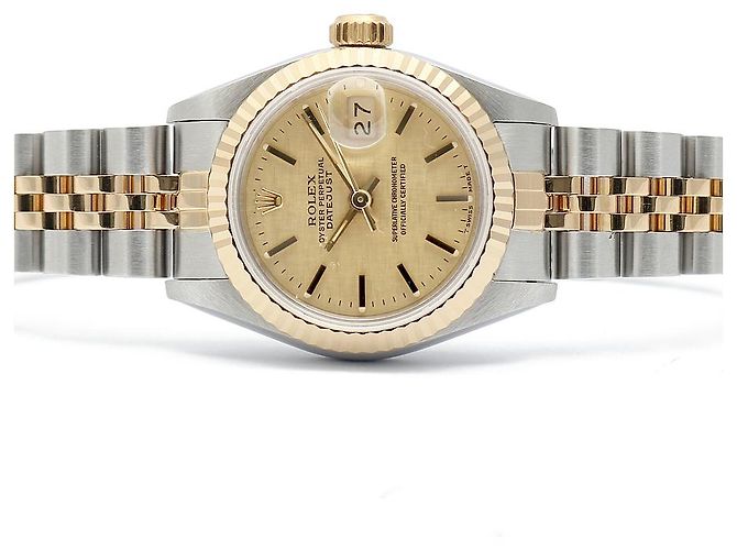 Rolex Datejust Quadrante in Lino Champagne Gold Orologio Combo Vintage da Donna - vista 16