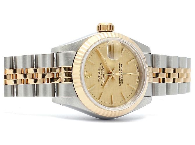 Rolex Datejust Quadrante in Lino Champagne Gold Orologio Combo Vintage da Donna - vista 17