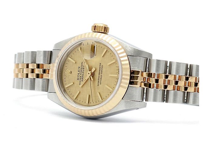 Rolex Datejust Quadrante in Lino Champagne Gold Orologio Combo Vintage da Donna - vista 18