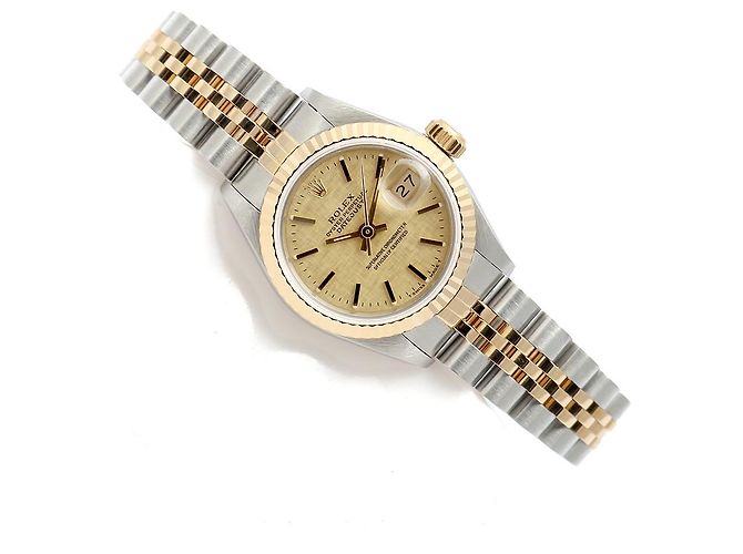 Rolex Datejust Quadrante in Lino Champagne Gold Orologio Combo Vintage da Donna - vista 19