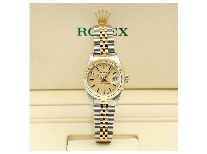 Rolex Datejust Quadrante in Lino Champagne Gold Orologio Combo Vintage da Donna - vista 2