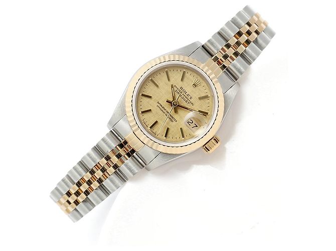 Rolex Datejust Quadrante in Lino Champagne Gold Orologio Combo Vintage da Donna - vista 20