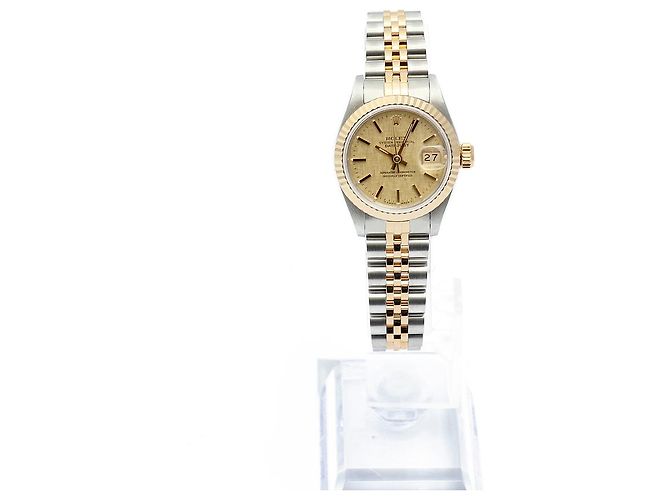 Rolex Datejust Quadrante in Lino Champagne Gold Orologio Combo Vintage da Donna - vista 3