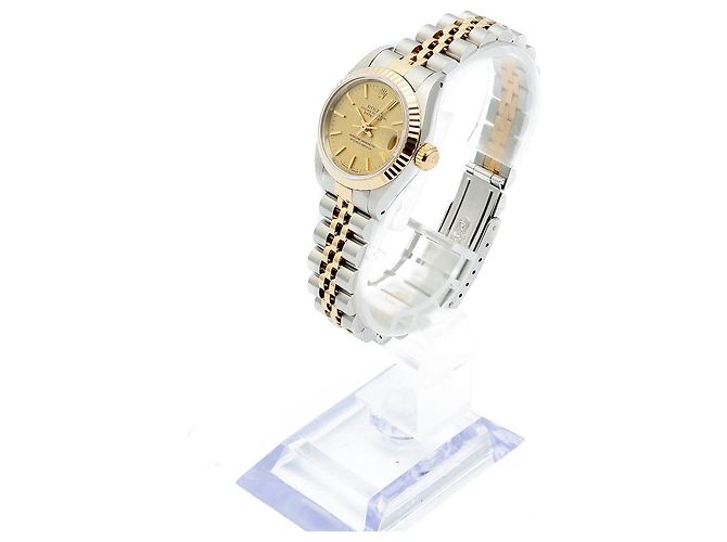 Rolex Datejust Quadrante in Lino Champagne Gold Orologio Combo Vintage da Donna - vista 4
