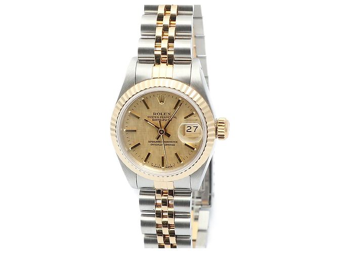 Rolex Datejust Quadrante in Lino Champagne Gold Orologio Combo Vintage da Donna - vista 8