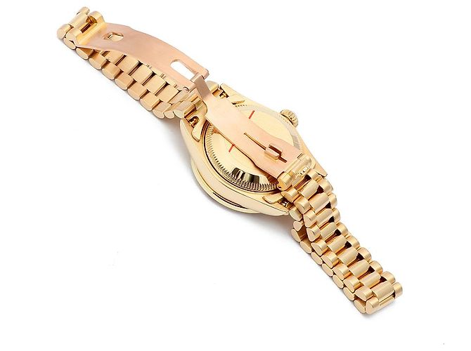 Rolex Orologio Vintage da Donna in Oro Datejust Gold Turquoise Blue Custom After Diamond Ruby Bezel - vista 16