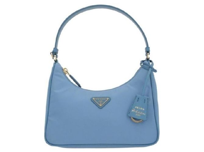 Prada Borsa Hobo in Re-Nylon con logo triangolare Blu - vista 2