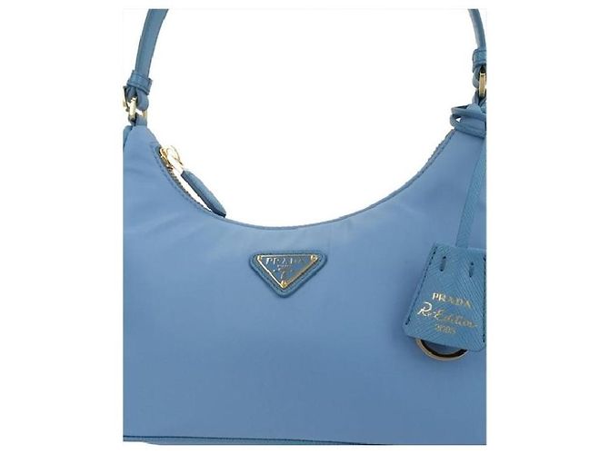 Prada Borsa Hobo in Re-Nylon con logo triangolare Blu - vista 3