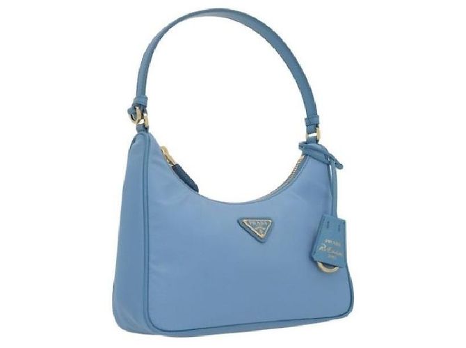 Prada Borsa Hobo in Re-Nylon con logo triangolare Blu - vista 4