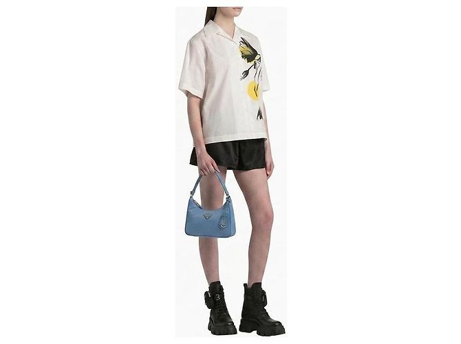 Prada Borsa Hobo in Re-Nylon con logo triangolare Blu - vista 6