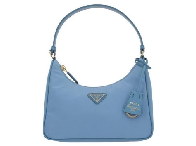 Prada Borsa Hobo in Re-Nylon con logo triangolare Blu - vista 8