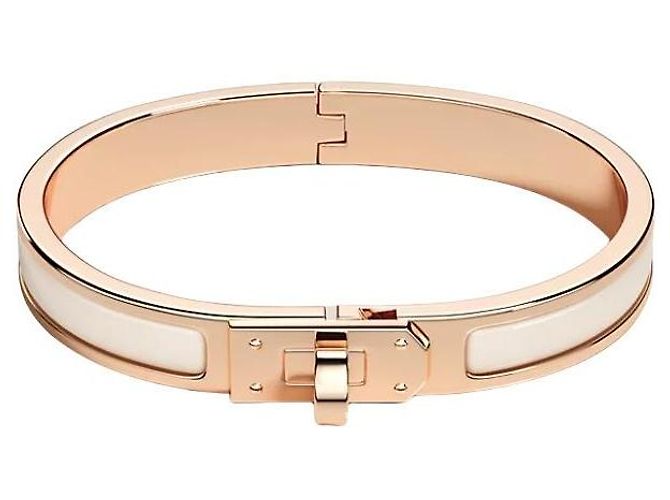 Hermès Pulsera Mini Click Kelly Rose Gold Creme Naranja - vista 2