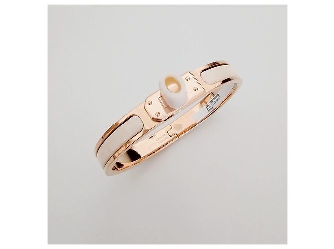 Hermès Pulsera Mini Click Kelly Rose Gold Creme Naranja - vista 7