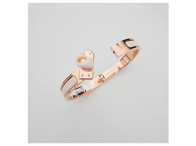 Hermès Pulsera Mini Click Kelly Rose Gold Creme Naranja - vista 8