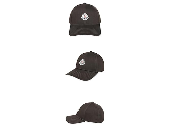 Moncler Cappellino in cotone con patch marrone - vista 3