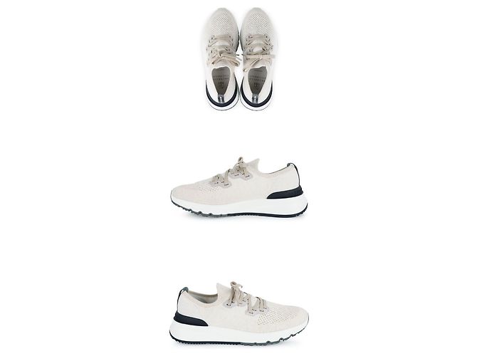 Brunello Cucinelli Sneakers Runner in maglia di cotone da uomo Marrone - vista 5