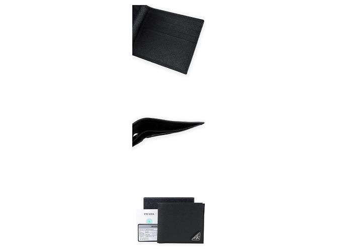 Prada Portafoglio bi-fold da uomo in Saffiano con logo triangolare Nero - vista 5