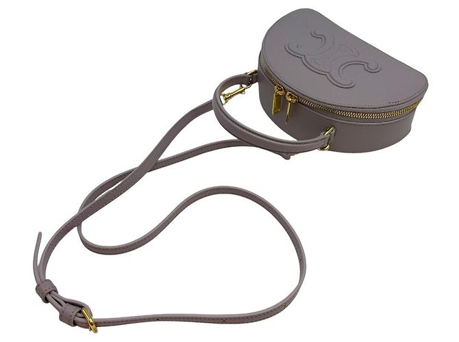 Céline Mini Case Mezzaluna in Vitello Liscio Lilla Chiaro Porpora - vista 7