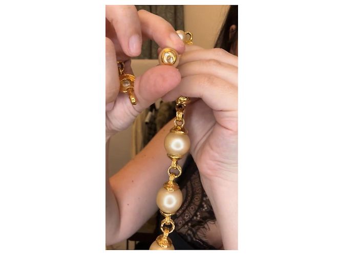 Chanel Perlenkette mit goldfarbenem Metall Golden - Ansicht 2