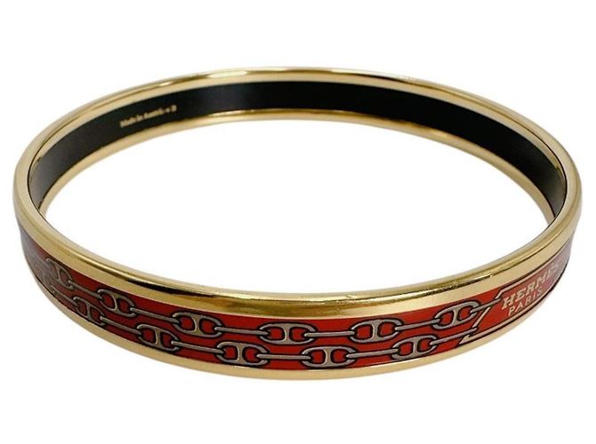 Hermès Brazalete Rígido Hermes en Oro con Esmalte Rouge Dorado - vista 5