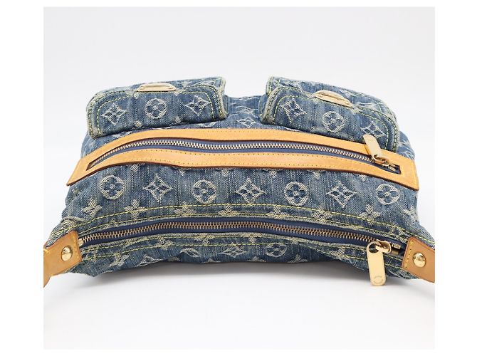 Borsa a tracolla Louis Vuitton Monogram Denim Baggy PM Blu Beige - vista 10