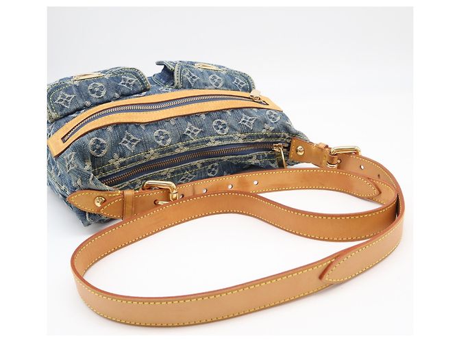Borsa a tracolla Louis Vuitton Monogram Denim Baggy PM Blu Beige - vista 11