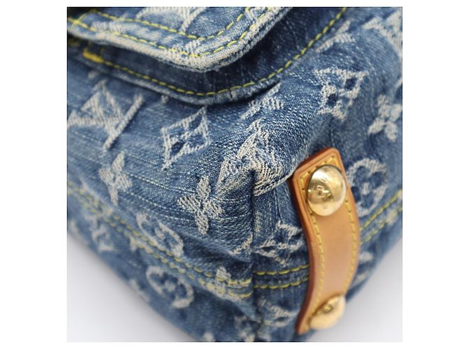 Borsa a tracolla Louis Vuitton Monogram Denim Baggy PM Blu Beige - vista 14