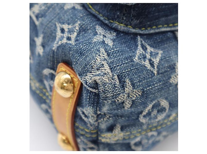 Borsa a tracolla Louis Vuitton Monogram Denim Baggy PM Blu Beige - vista 15