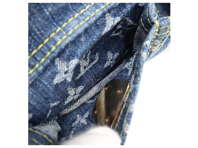 Borsa a tracolla Louis Vuitton Monogram Denim Baggy PM Blu Beige - vista 20