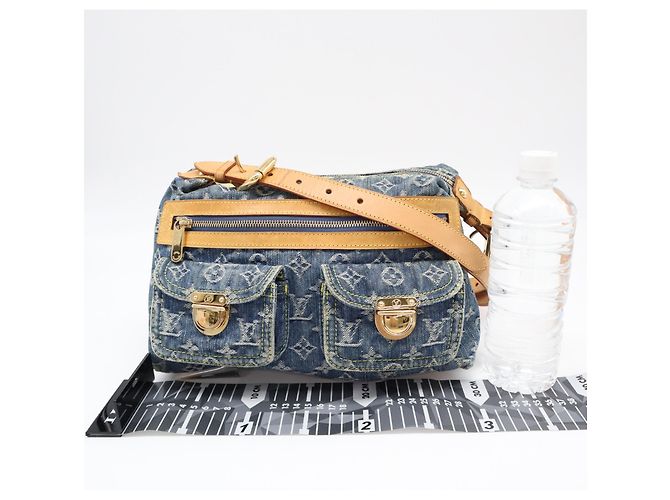 Borsa a tracolla Louis Vuitton Monogram Denim Baggy PM Blu Beige - vista 3
