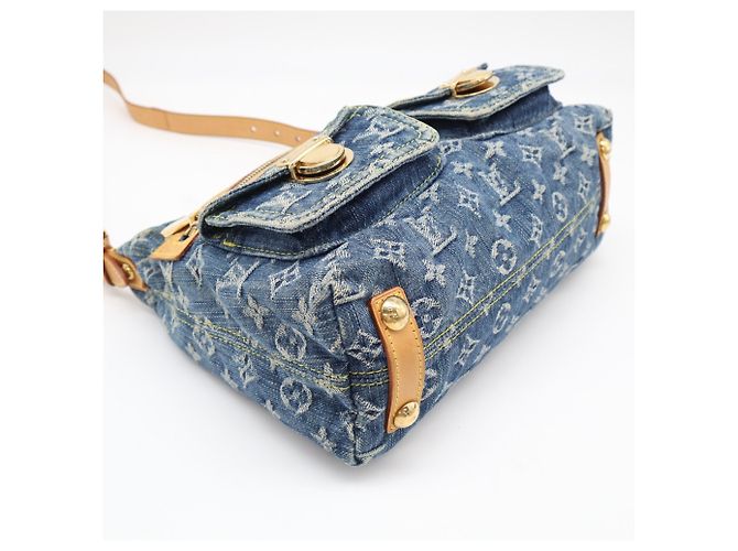 Borsa a tracolla Louis Vuitton Monogram Denim Baggy PM Blu Beige - vista 5