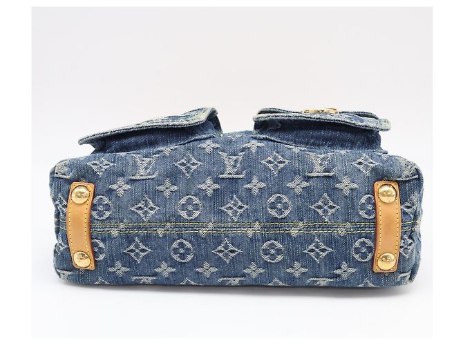 Borsa a tracolla Louis Vuitton Monogram Denim Baggy PM Blu Beige - vista 7
