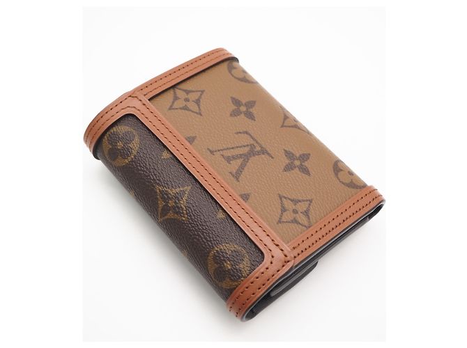 Louis Vuitton Monogram Reverse Portefeuille Dauphine Compact Wallet Marrone Beige - vista 2