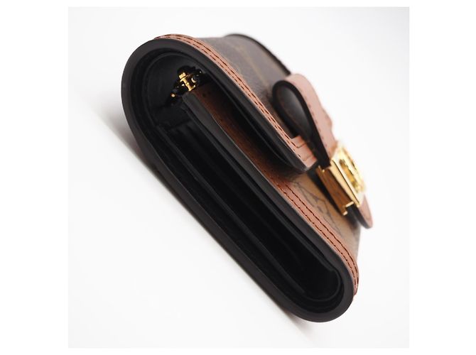 Louis Vuitton Monogram Reverse Portefeuille Dauphine Compact Wallet Marrone Beige - vista 8