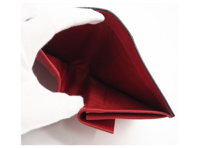 Portefeuille bi-fold Prada Saffiano Triangle Noir Rouge - vue 11