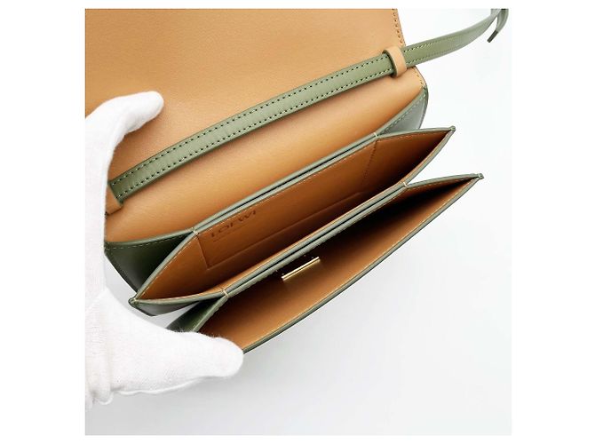 Borsa a spalla e clutch Loewe Goya Accordion D'oro Verde - vista 7