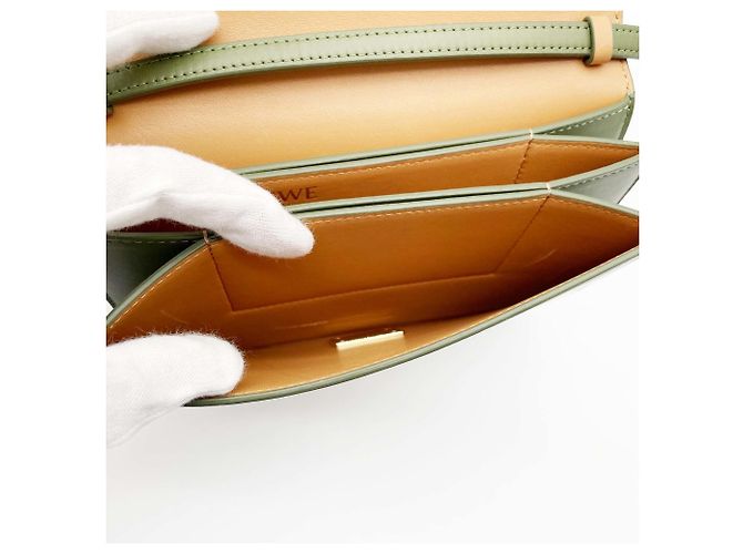 Borsa a spalla e clutch Loewe Goya Accordion D'oro Verde - vista 8