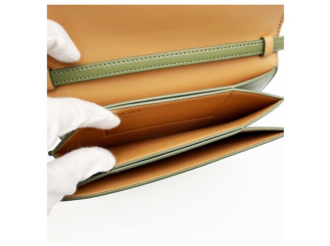 Borsa a spalla e clutch Loewe Goya Accordion D'oro Verde - vista 9