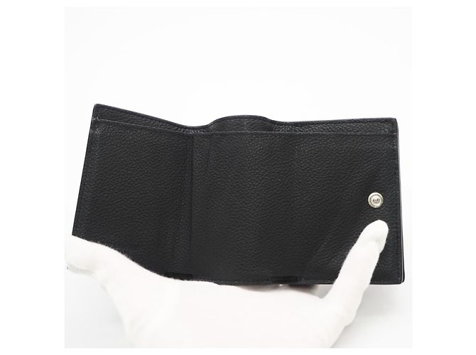 Yves Saint Laurent Leather Compact Wallet Black - view 11