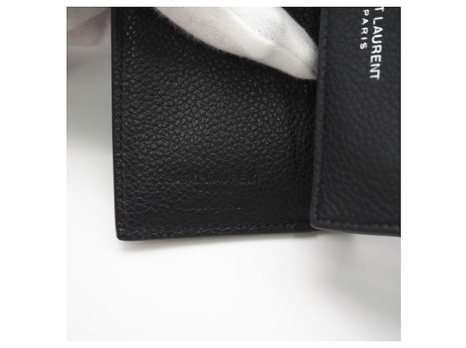 Yves Saint Laurent Leather Compact Wallet Black - view 13