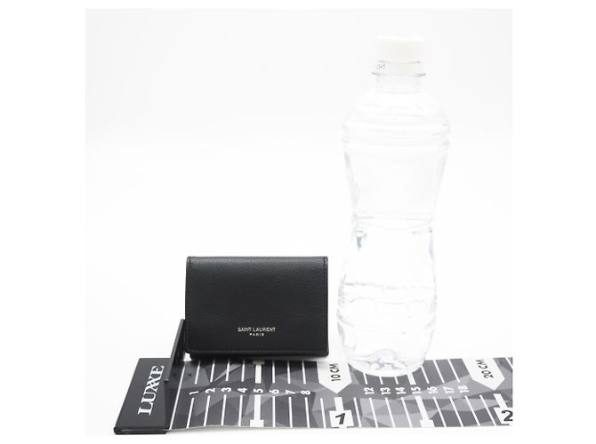 Yves Saint Laurent Leather Compact Wallet Black - view 3