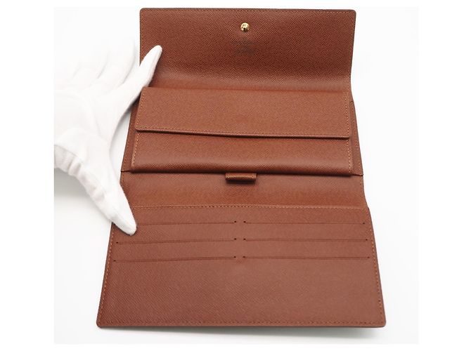 Louis Vuitton Monogram Portefeuille Tresor International Long Wallet Marrone Beige - vista 10