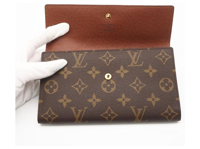 Louis Vuitton Monogram Portefeuille Tresor International Long Wallet Marrone Beige - vista 9
