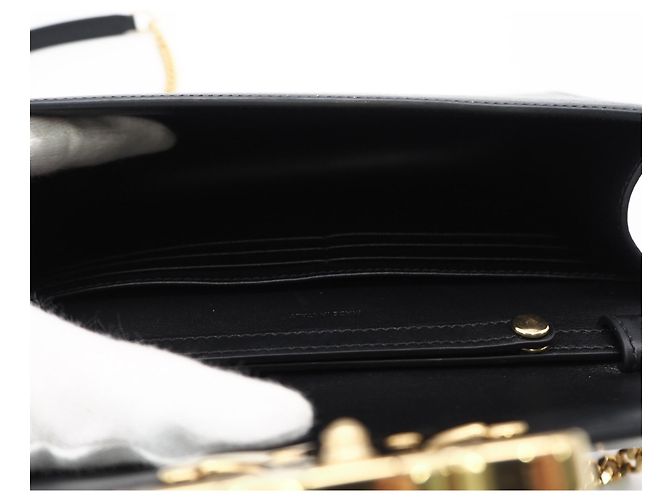 Céline Portafoglio a catena Margo in pelle di vitello lucida Celine Nero - vista 11
