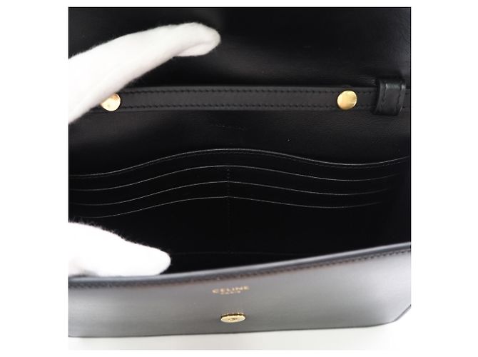 Céline Portafoglio a catena Margo in pelle di vitello lucida Celine Nero - vista 13