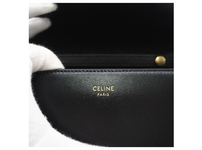 Céline Portafoglio a catena Margo in pelle di vitello lucida Celine Nero - vista 15