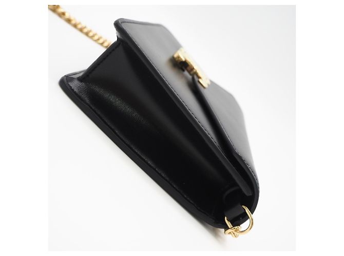 Céline Portafoglio a catena Margo in pelle di vitello lucida Celine Nero - vista 9