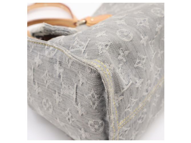 Borsa Louis Vuitton Monogram Denim OnTheGo MM Blu Beige - vista 10