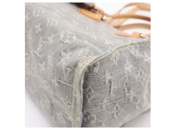 Borsa Louis Vuitton Monogram Denim OnTheGo MM Blu Beige - vista 11